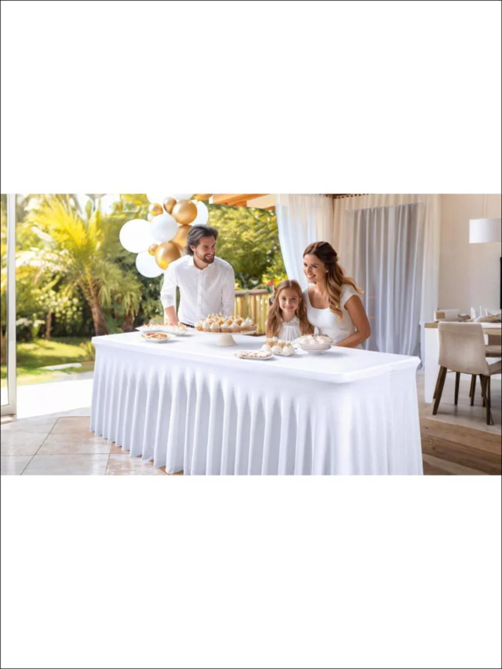 Spandex Tablecloth 4ft Rectangle Stretch Table Cover Skirt for Weddings Parties